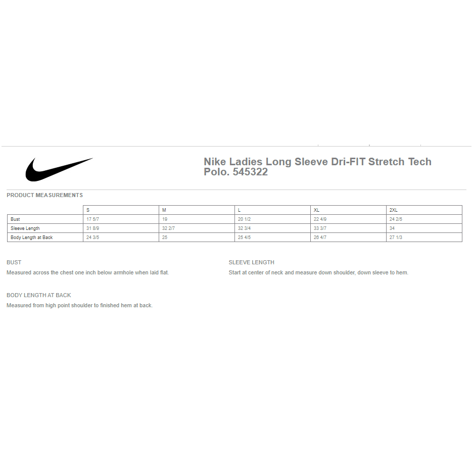 545322 Nike Ladies Long Sleeve Dri-FIT Stretch Tech Polo
