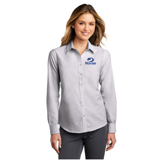 LW657  Port Authority® Ladies SuperPro™ Oxford Stripe Shirt